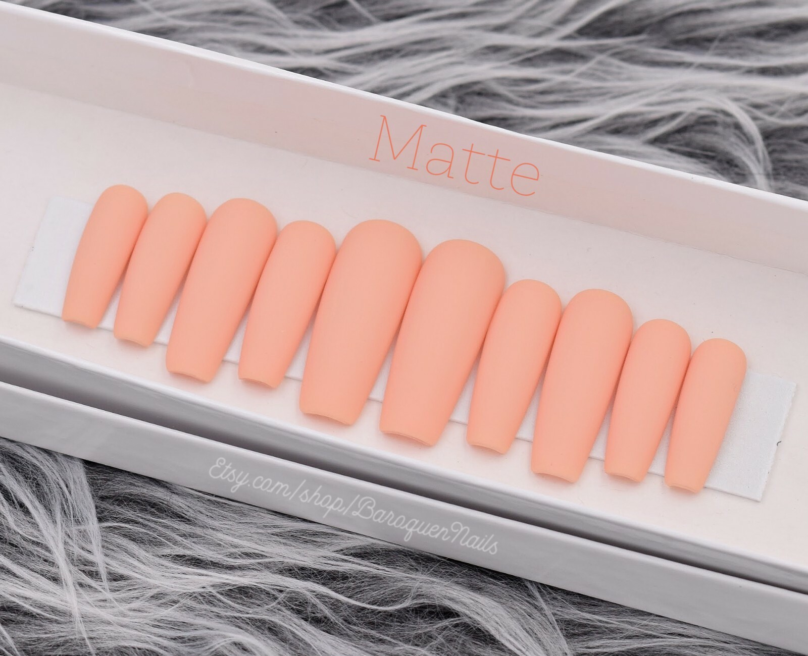 Nude Peach Press On Nails | Pastel Orange Cream Fake Nails | Glossy Nails | Glue