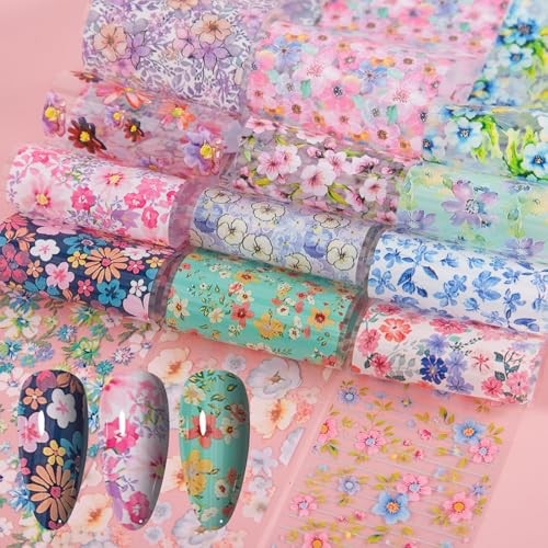 300 Sheets Nail Foils Transfer Nail Art Stickers Solid Flower Holographic Laser