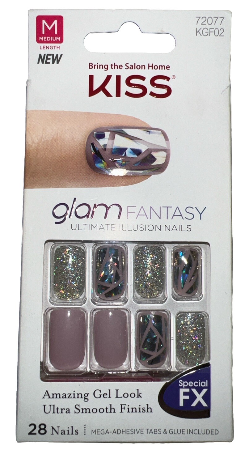 KISS Glam Fantasy Nails FX #72077 Multicolored TRAMPOLINE (NEW) See All Photos