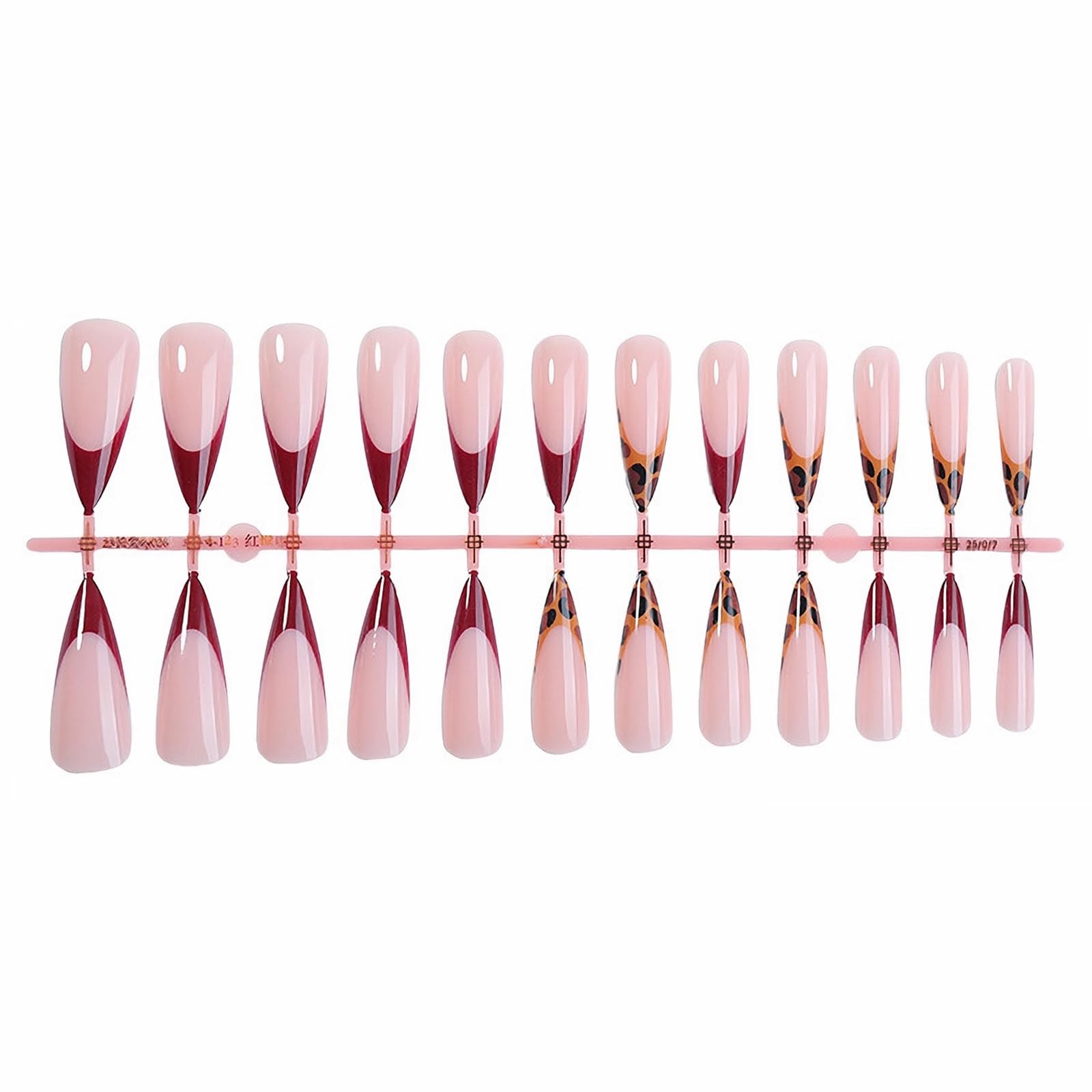 MISUD Press on Nails – Long Stiletto 0.04 Fl Oz (Pack of 24), 066A10Burgundy