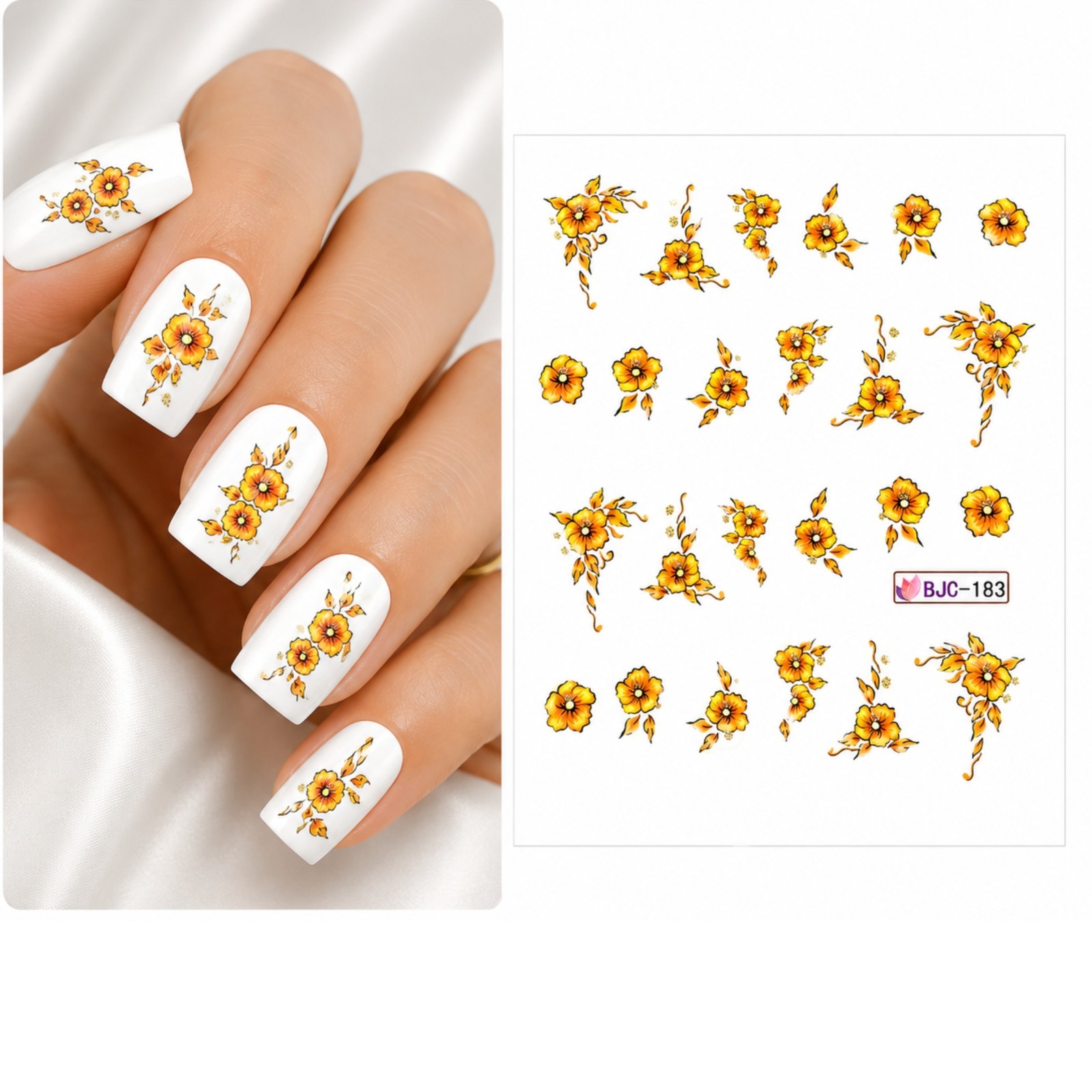 Yellow Flower Botanical Floral Nail Art Decal Bloom Water Transfer Manicure