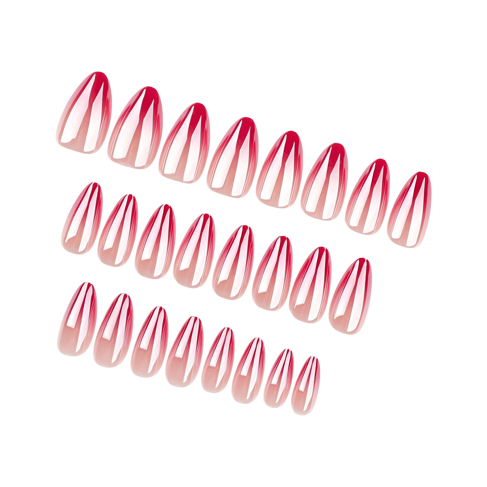 24pcs Red Aurora Gradient Almond Press On Nails