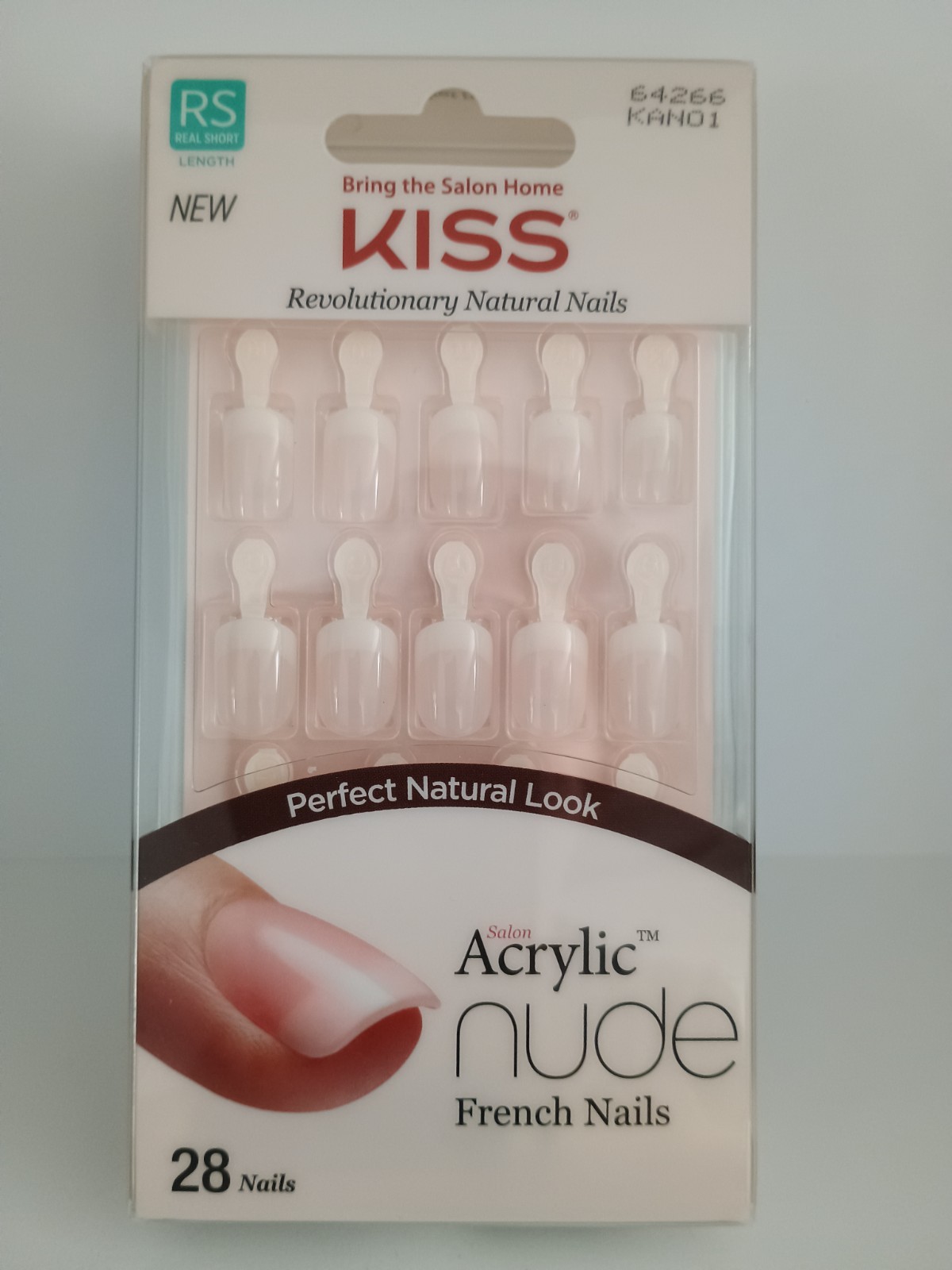 Kiss Salon Acrylic Nude French Glue-on Real Short Nails #64266 KAN01 (Pack of 1)
