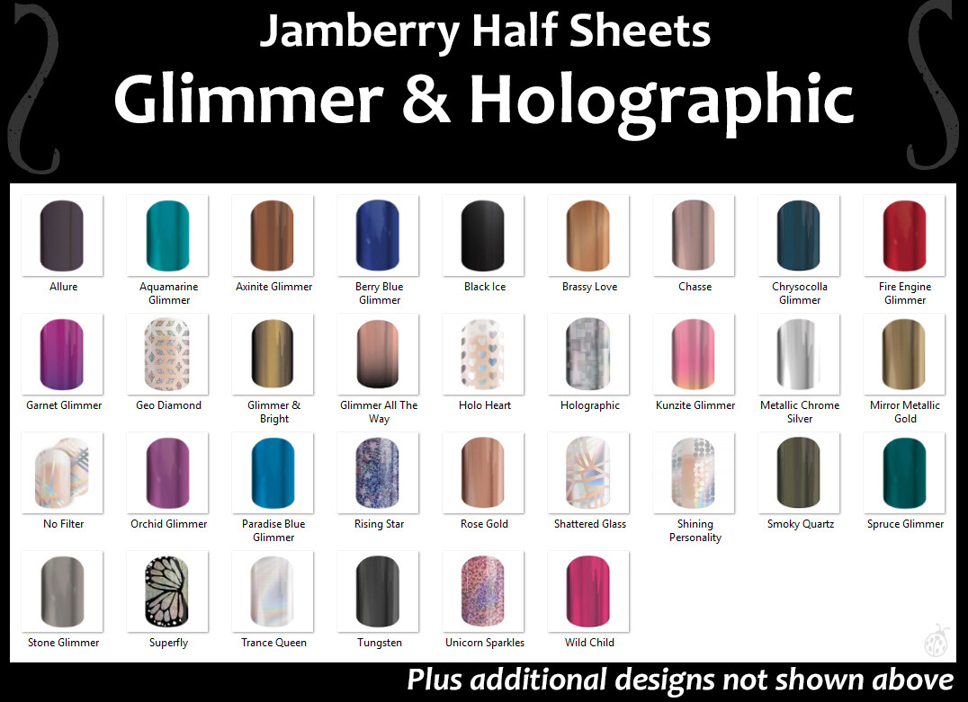 Jamberry GLIMMER & HOLOGRAPHIC Nail Wraps ~ Half Sheets ~ Free Shipping!