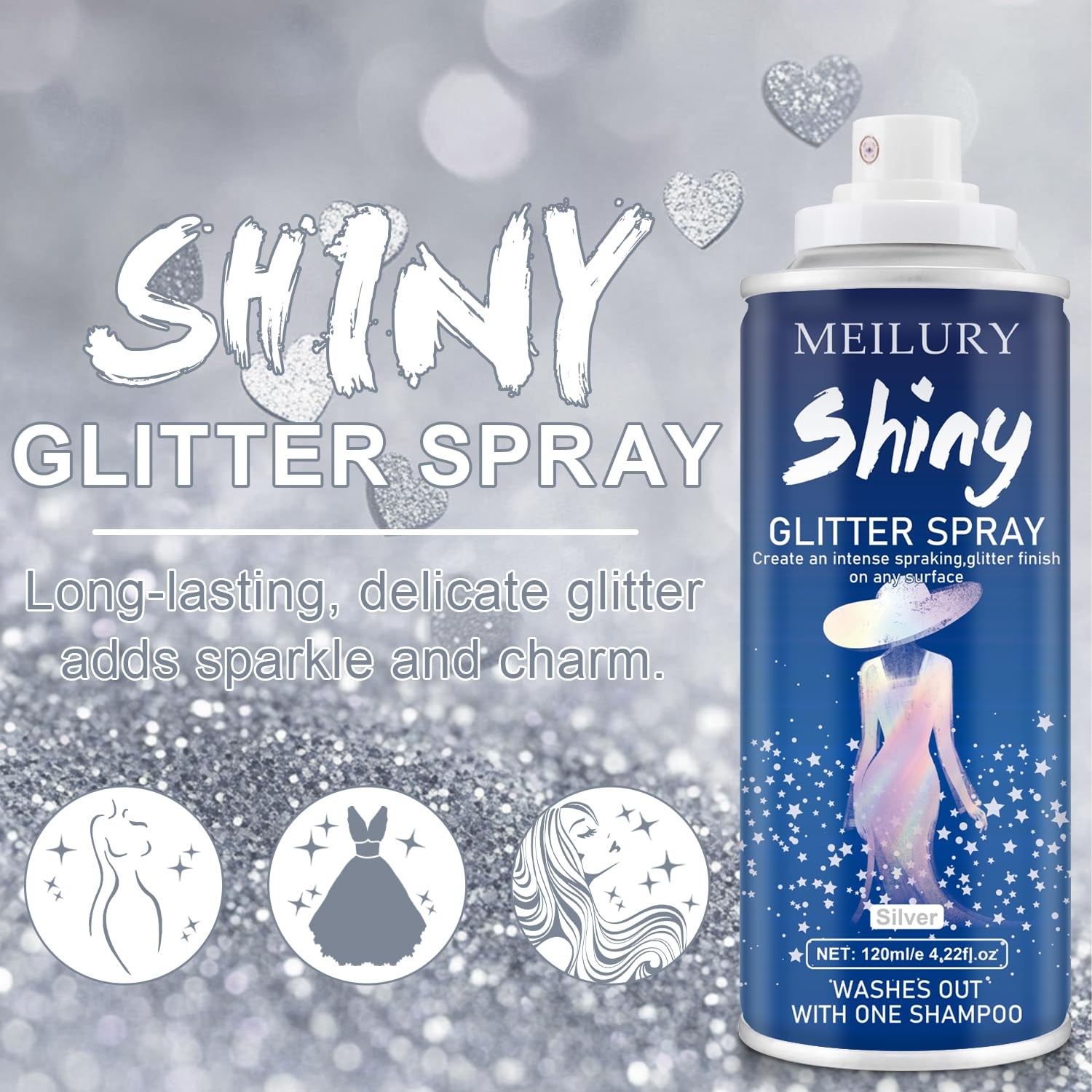 Hair and Body Glitter Spray, Holographic Glitter Highlighter Powder, Hairspra…