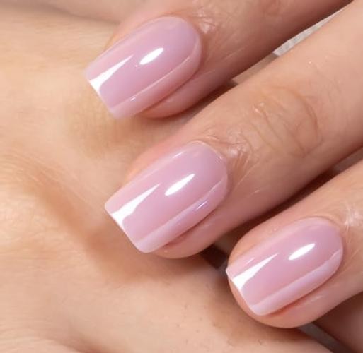 Acrylic Nails – Short Square Square with Apricot Design – Full Cover