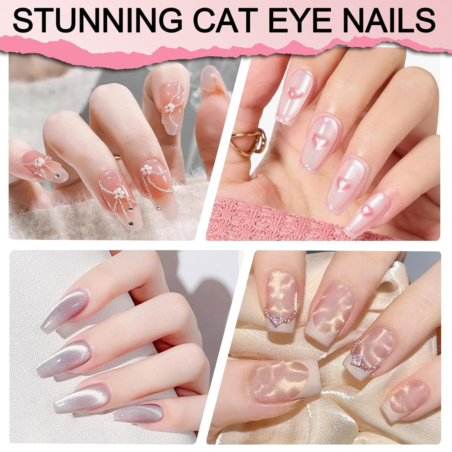 Nail Magnet Tool Set, 3 in 1 Heart Magnet for Cat Eye Gel Polish, 6 in 1 Cat Eye