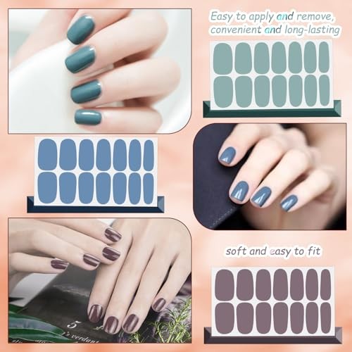 20 Sheets Nail Stickers Full Nail Wraps Nail Polish Strips Light Solid Color
