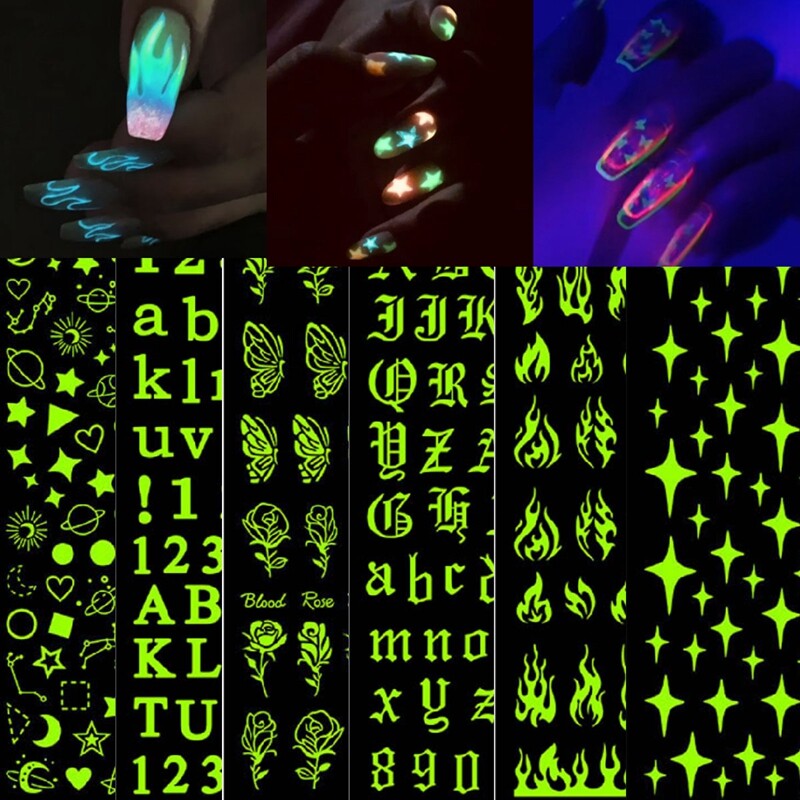 Luminous Galaxy Constellation Nail Sticker Moon Star Meteor Fire Flame