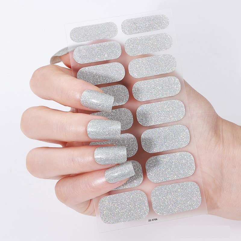 Glitter Nail Wraps Full Size Sticker Nail Polish Art Self-Stick Decor