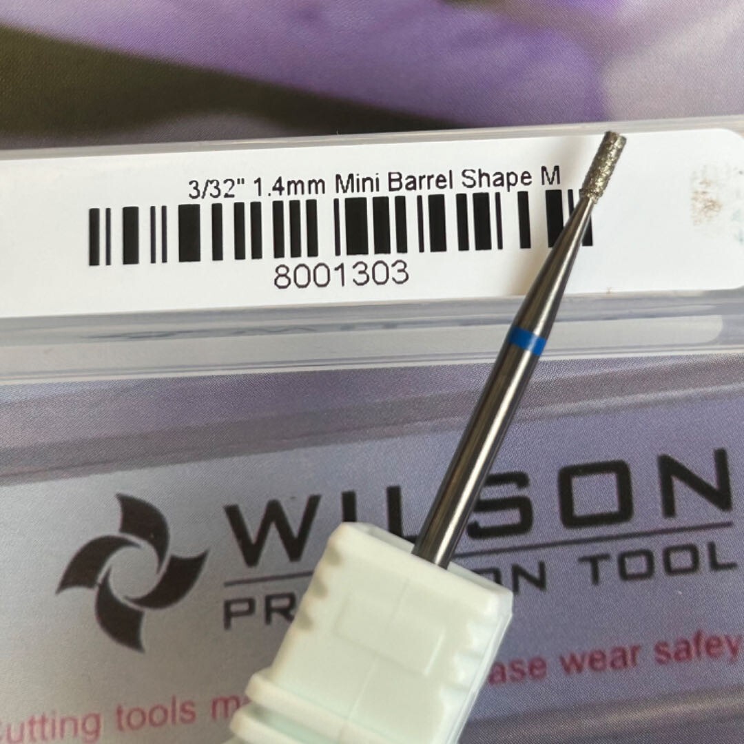 Wilson 3/32″ shank 1.4mm Mini barrel shape diamond bits