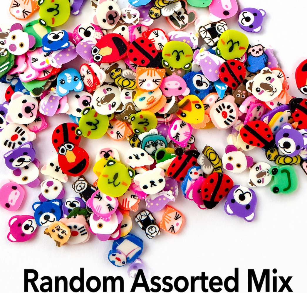 Kawaii Polymer Clay Slices Mix Animal Faces Nail Art Slime DIY 1/2 tsp