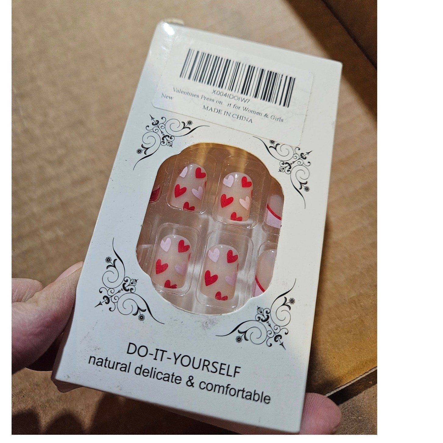 Boutique Red & Pink Heart Press-On Nails ~ DIY ~ Natural Delicate Comfortable