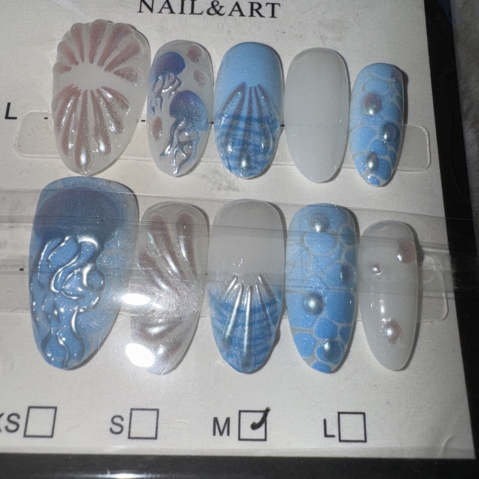 4 Packs Of 10pcs Almond Press On nails | 3D Unique Designs| Size M | Reusable 12