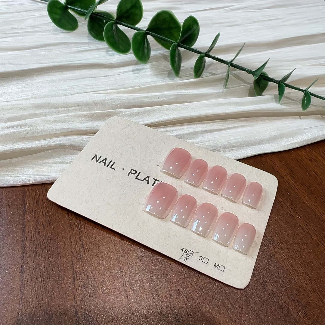 Fashion 10pcs Pink White Gradient Elegant False Nails Woman Daily Gift