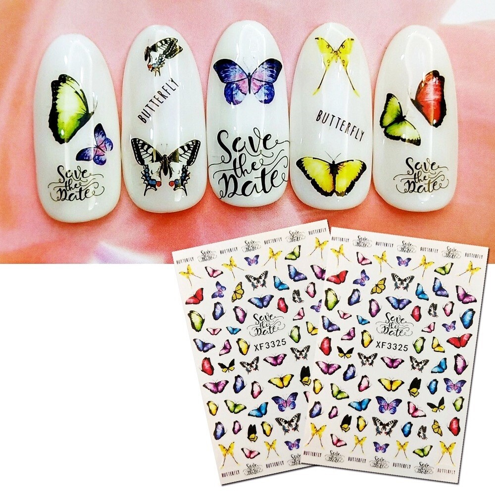 12 Sheets Set Nail Art Stickers Butterfly Bug Birds series Insects & Flower NS34