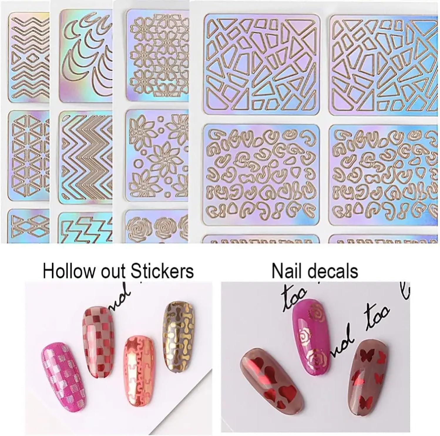 Airbrush Nail Stickers Set – 24 Sheets of Glamorous Nail Art Templates