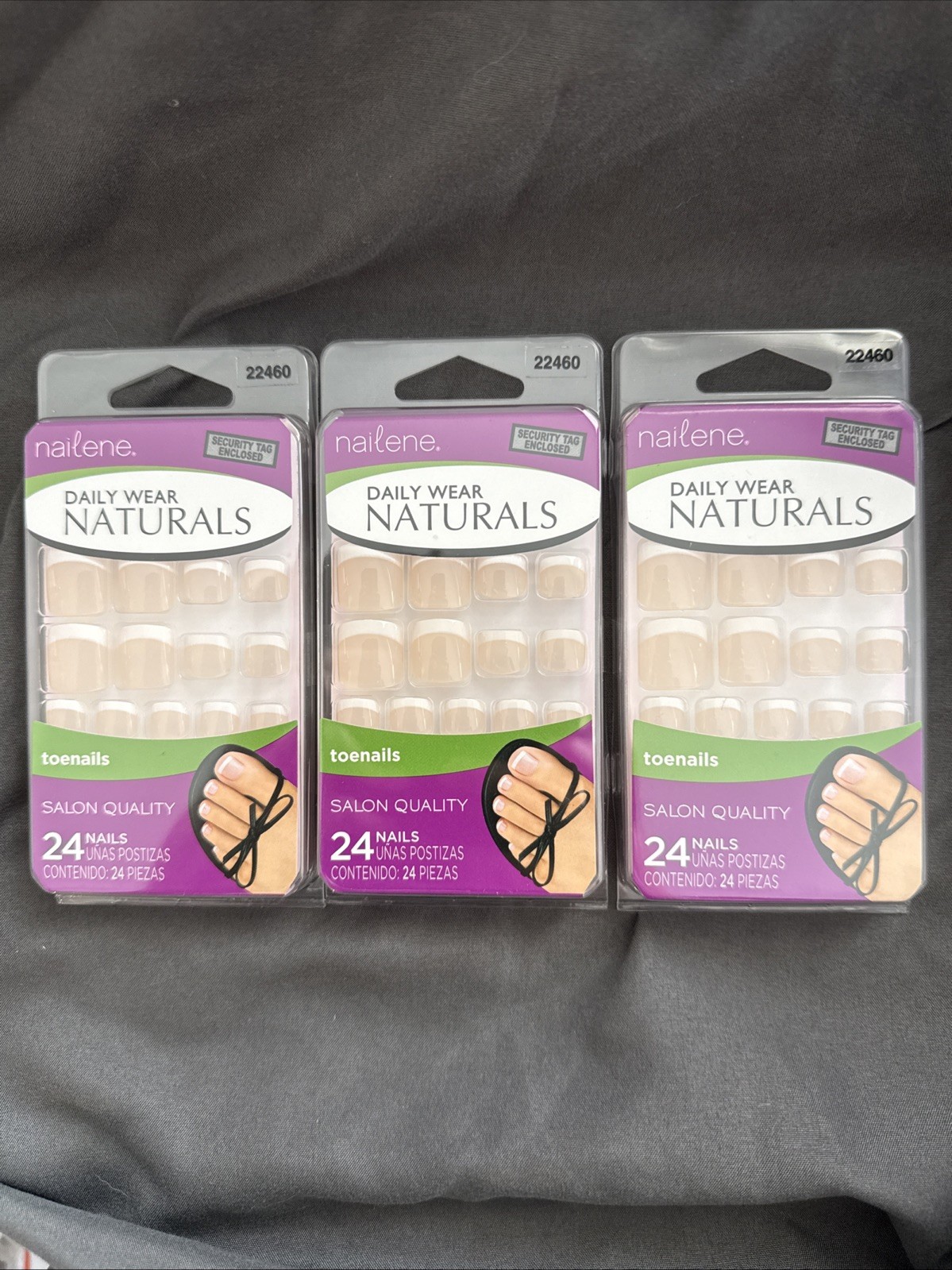Nailene Daily Wear Naturals Salon Quality Toenails. Three Packs Of 24 Nails