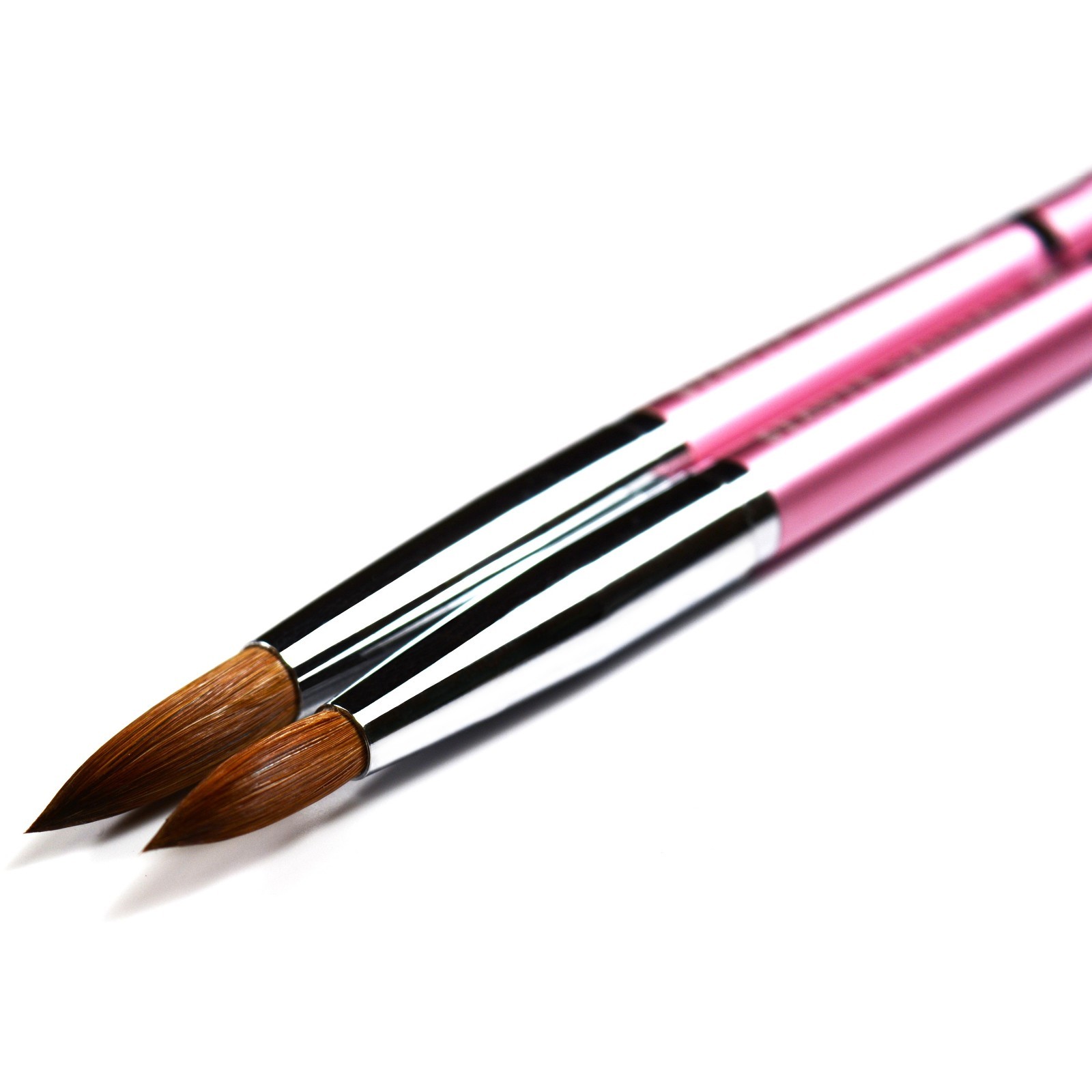 2pcs Kolinsky Round Acrylic Nail Art Brush Set Detail Painting Pen Size 8, 12