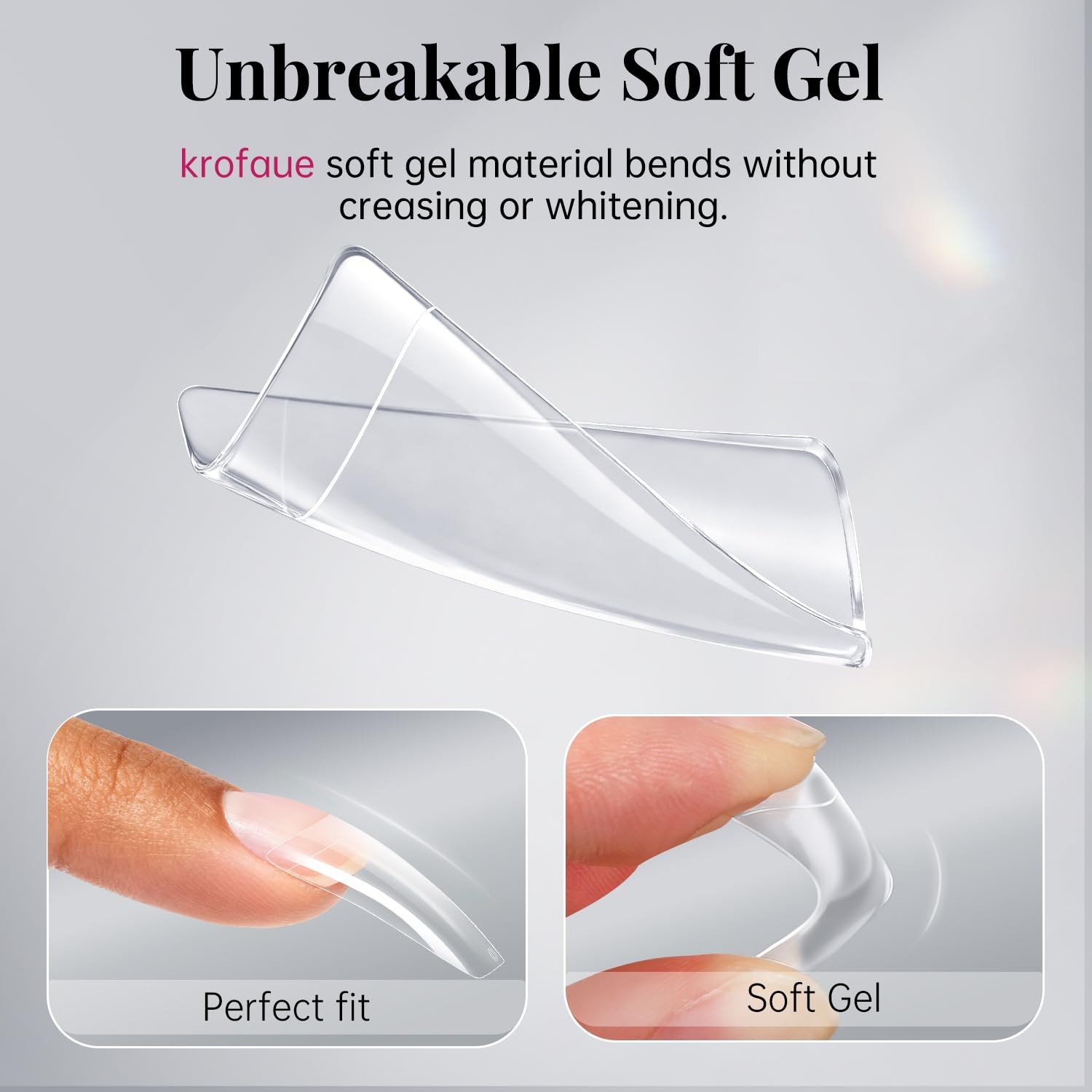 krofaue 500PCS Clear False Nails Tips – Half Cover Lady French Style Acrylic …