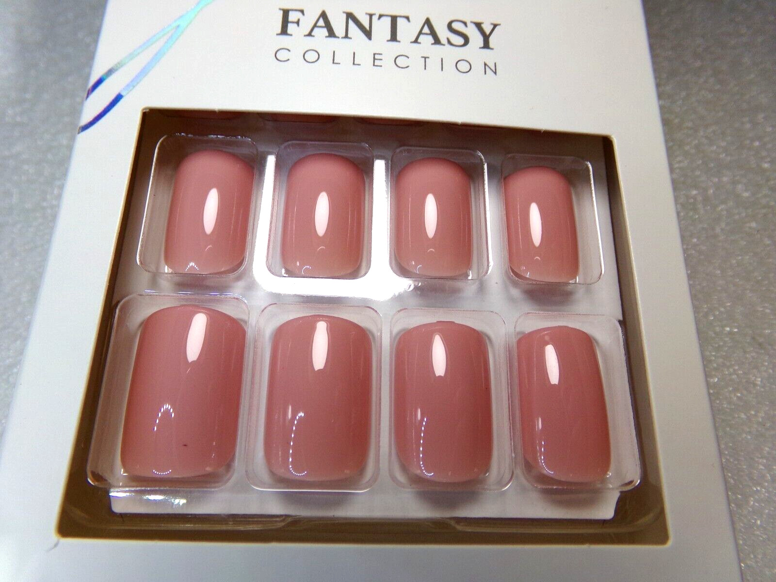 KISS Gel Fantasy NAILS Shiny Mauve Pink GLUE ON Short LENGTH, Square Shape
