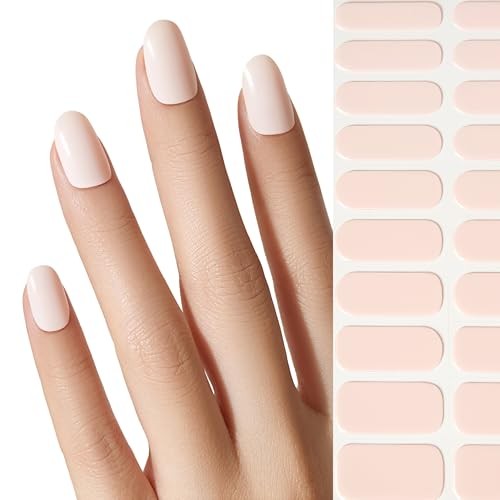 20 Pcs Pink Nail Stickers – Semi Cured Gel Strips – Extra Long Cotton Candy