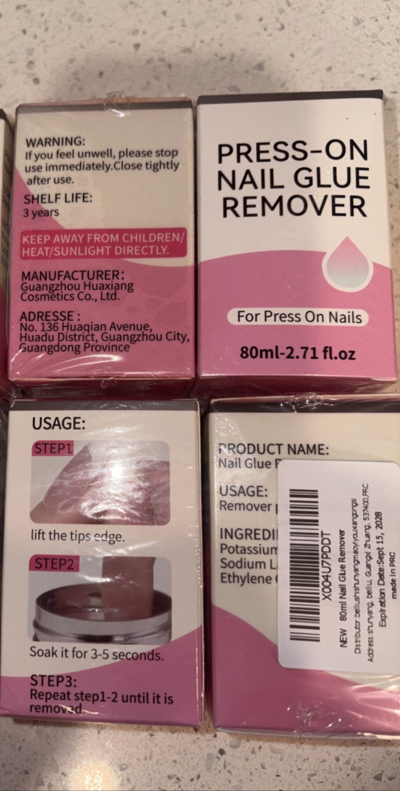 Nail Glue removal press on 80 ml 2.71 oz. x 4 boxes 2028