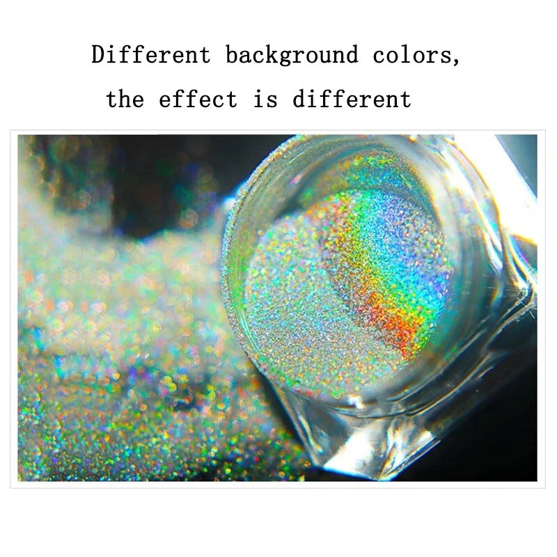 Unicorn Nail Holographic Powder Silver Rainbow Glitter Ultra Fine Sparkle Effect