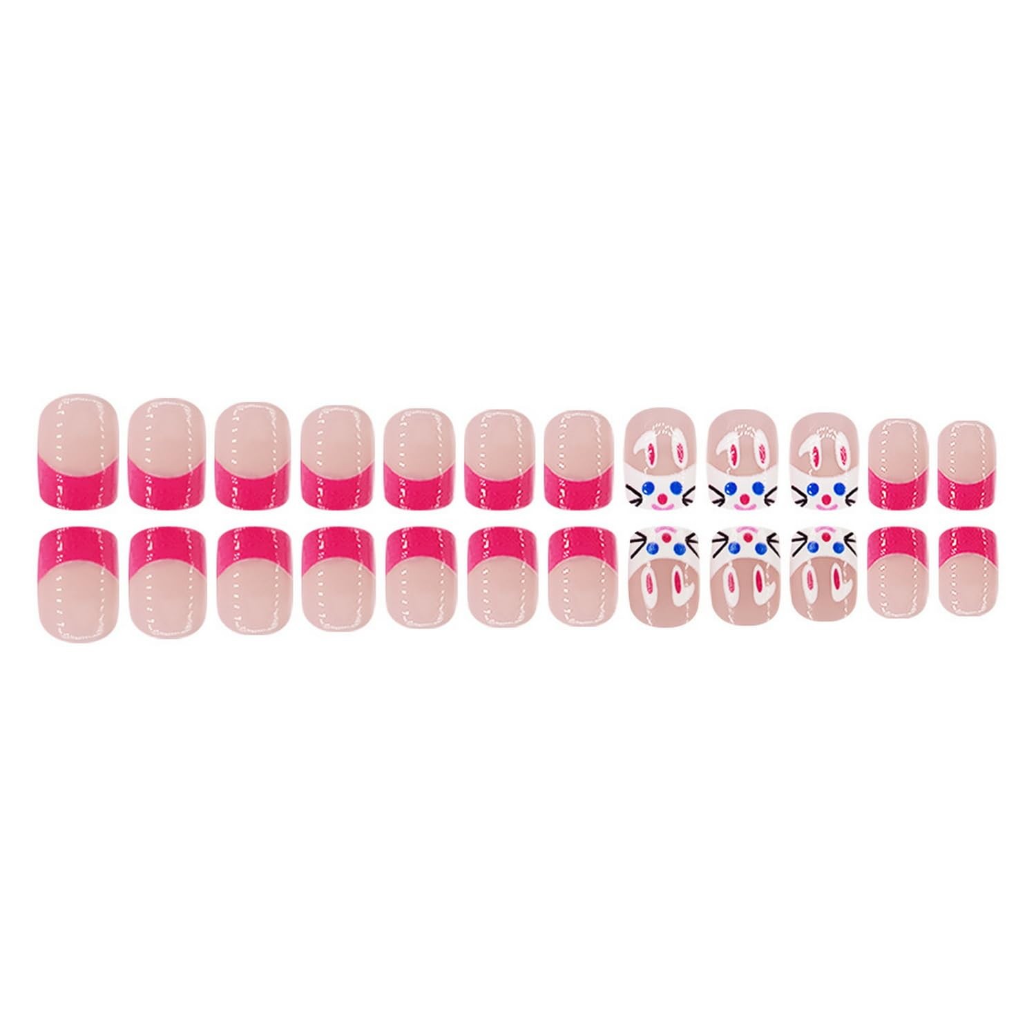 Easter Press on Nails Short Square Fake Nails Pink Nails Press ons Cute Littl…