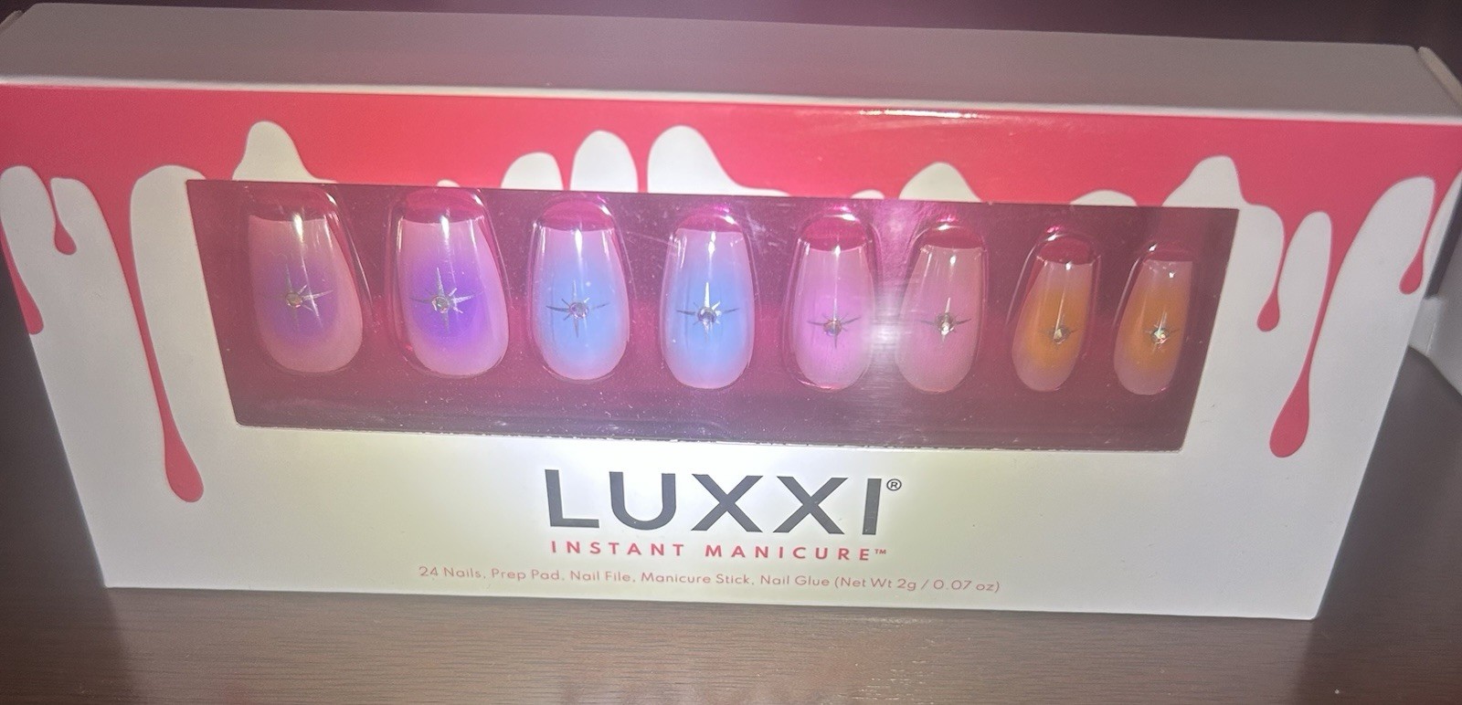 LUXXI Press-On Nails. Lot Of 4. Glue Included. Coffin