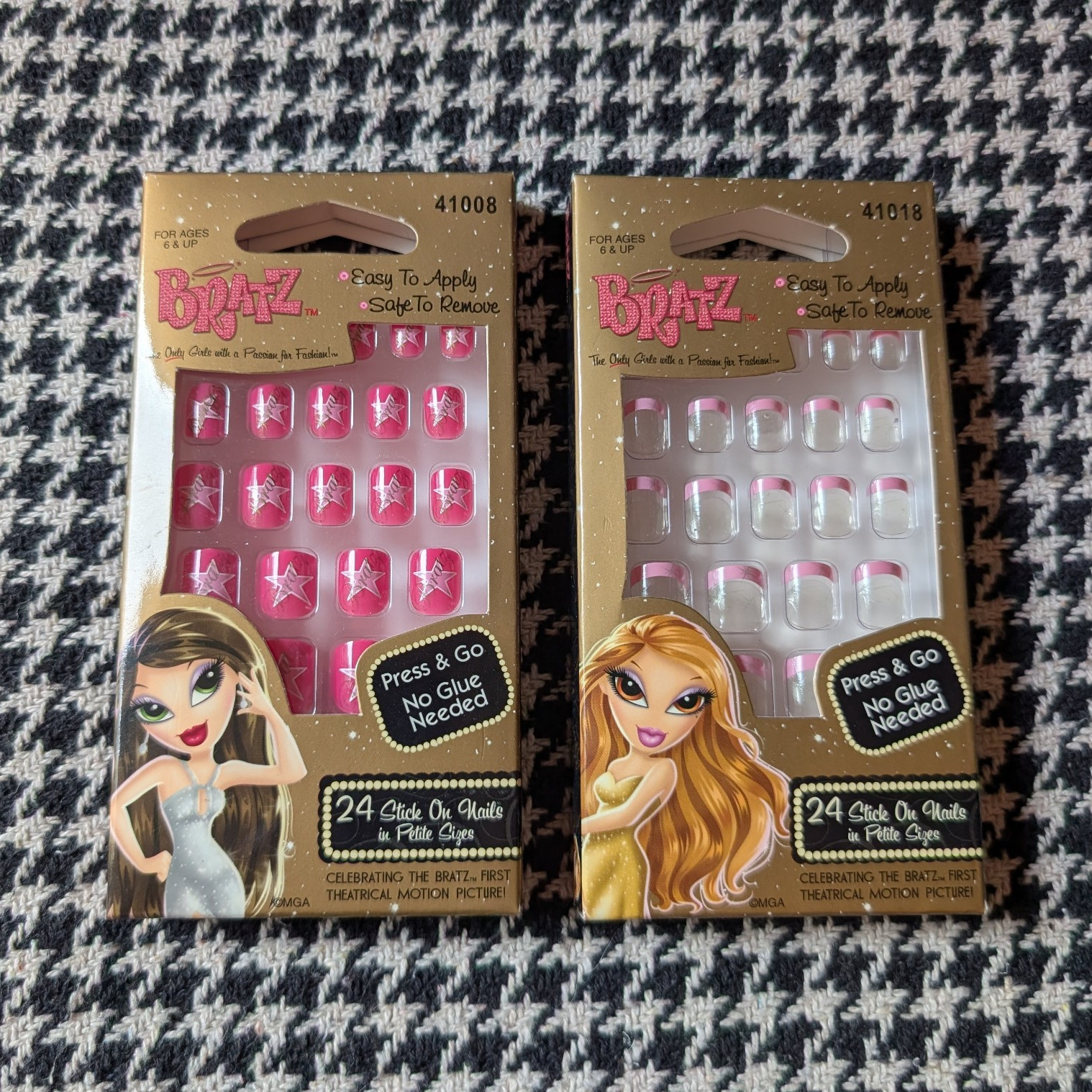 Bratz Y2k Pink Star & French Tip Girls Press On Nails 2 pack 24 ct new w box