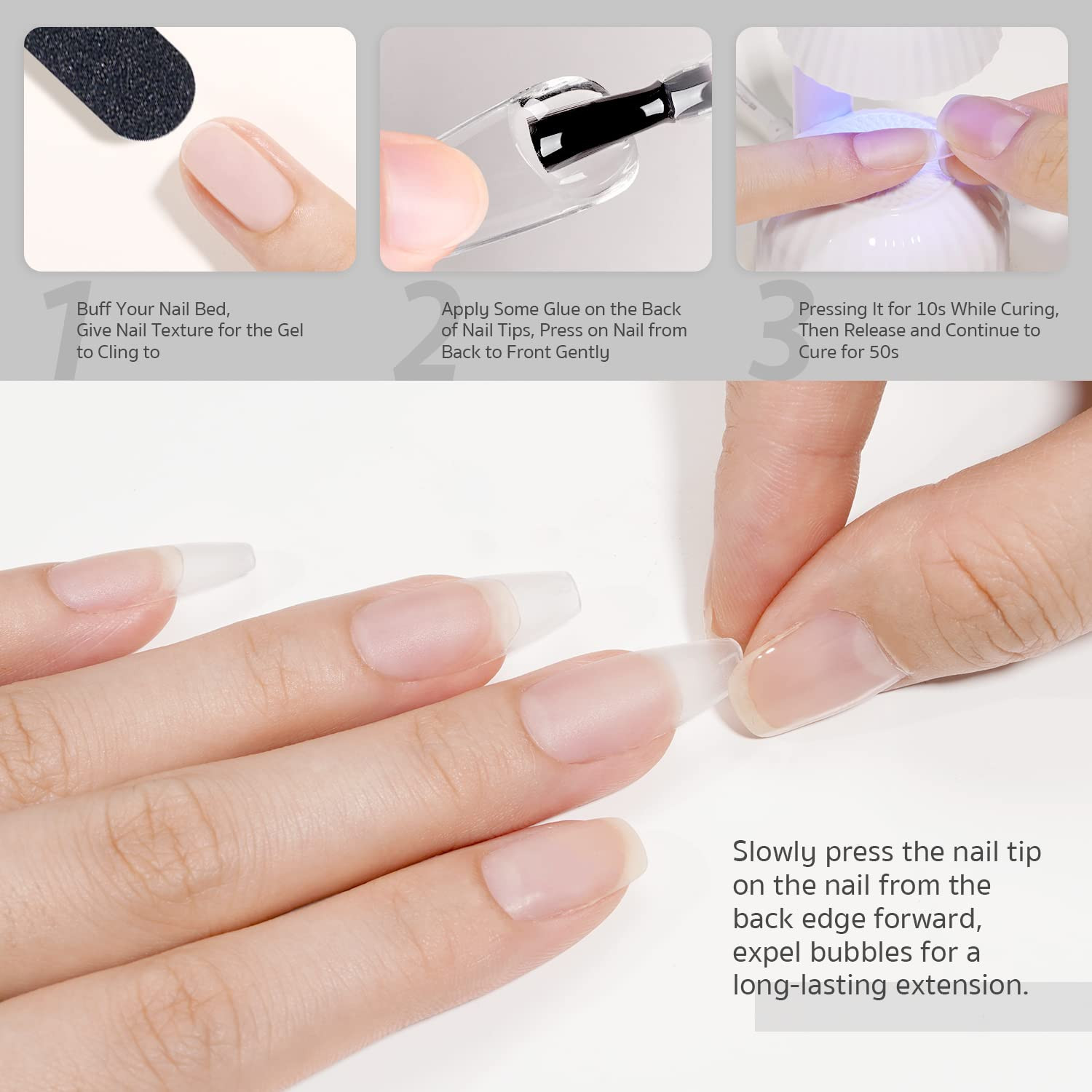 2Pcs 16Ml Gel Nail Glue for Acrylic Nails Tips, 2 in 1 Nail Glue and Base Coa…