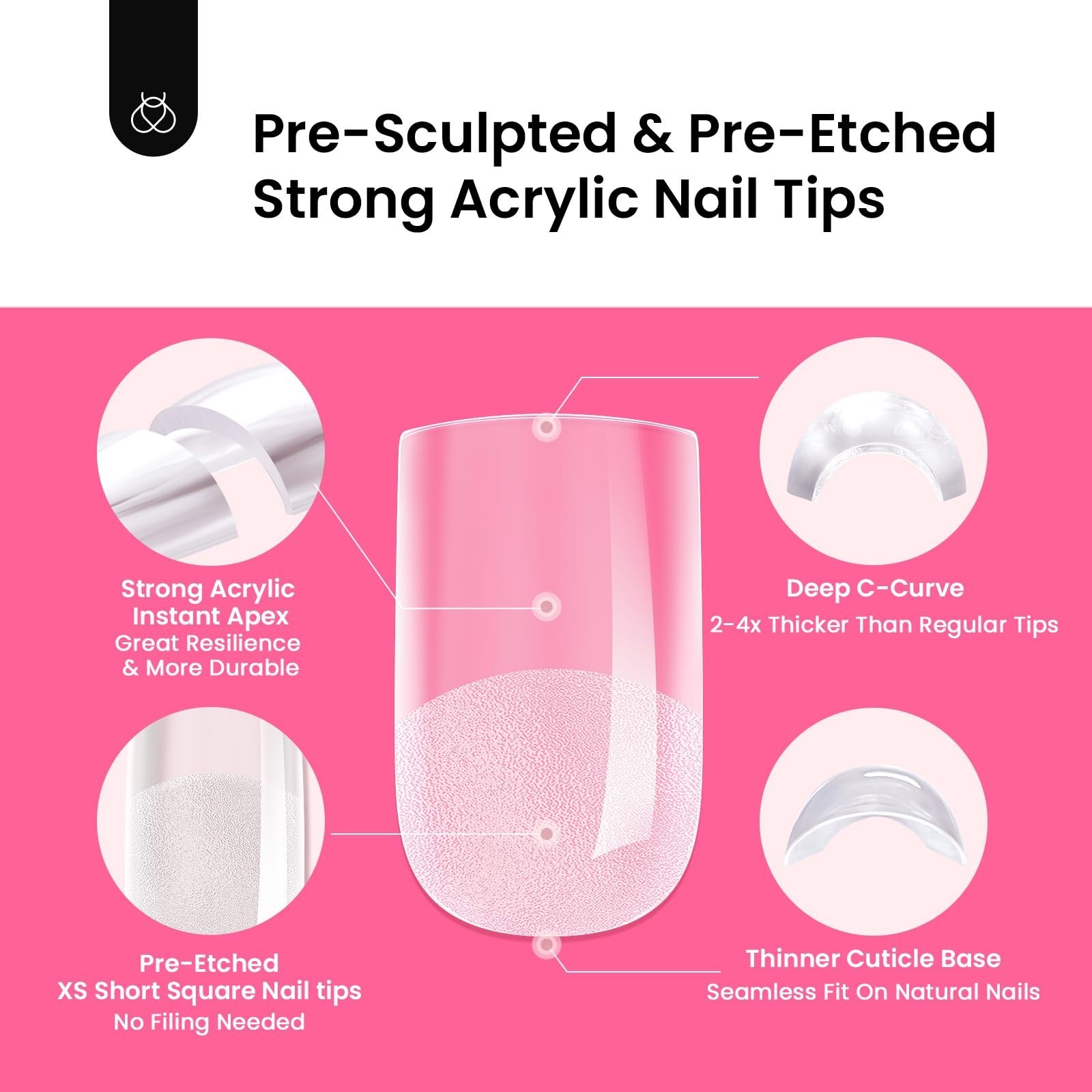 Extra Short Square Gel Nail Kit – 224 Pcs Pre-Building Tips, Mini Lamp & Glue
