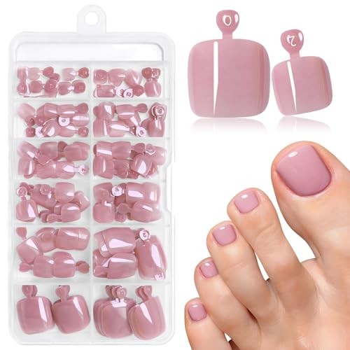 Toe Nail Press ons – 120pcs Press on Toenails for Women, Toe Soft Mauve Pink