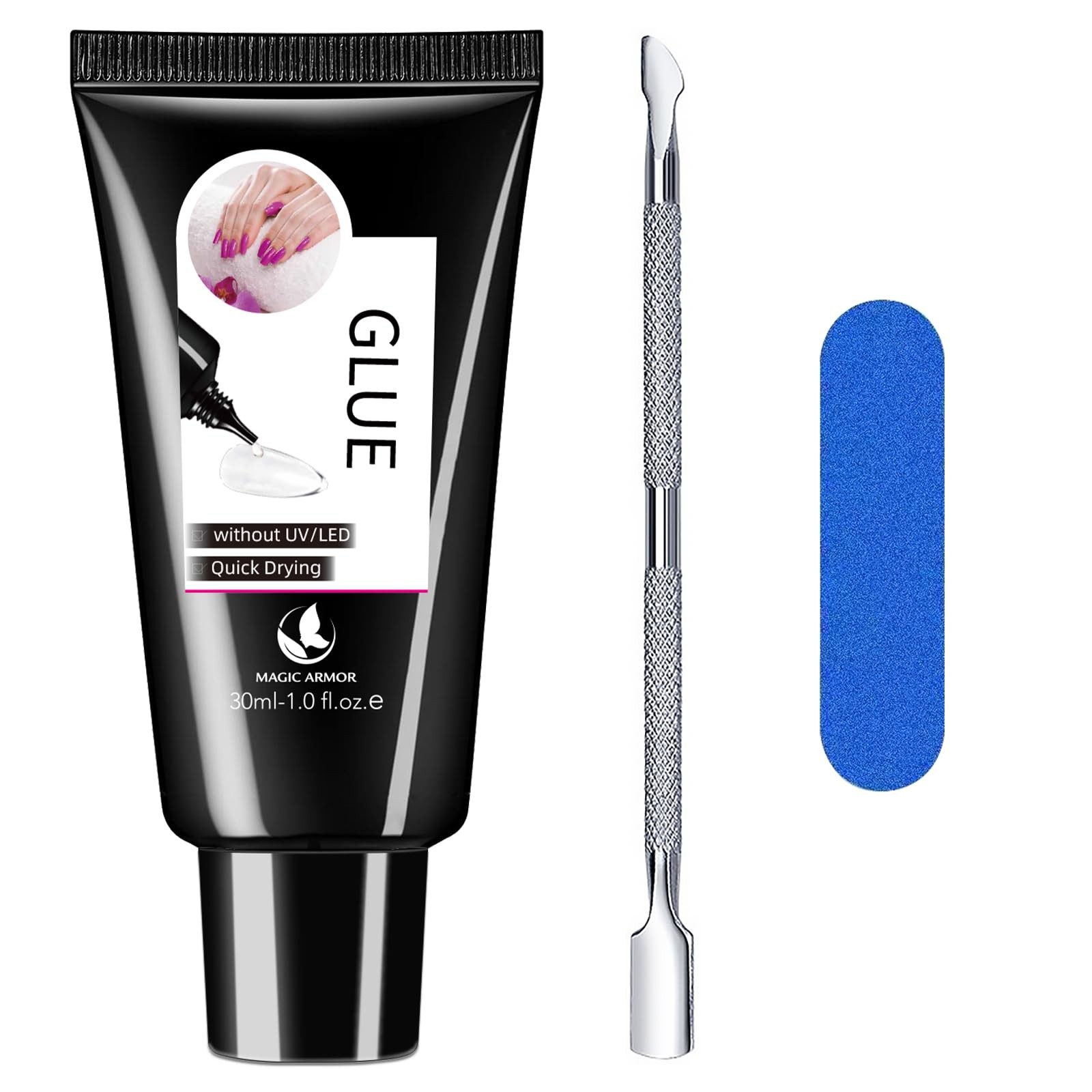 30g Semi Solid Nail Glue for Press On Nail, No UV Lamp Need Gel Nail Glue wit…