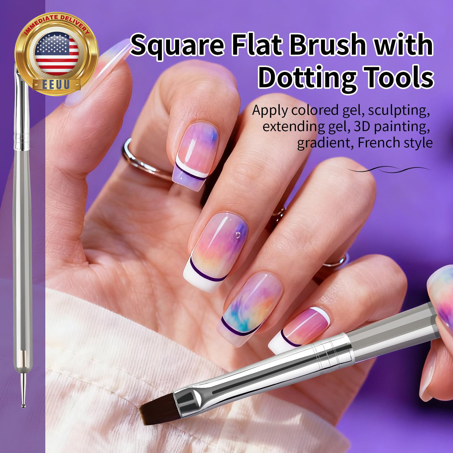 6Packs Nail Art Brushes,Nail Art Tool Set,Dotting Tools,Dust Brush,Striping Brus