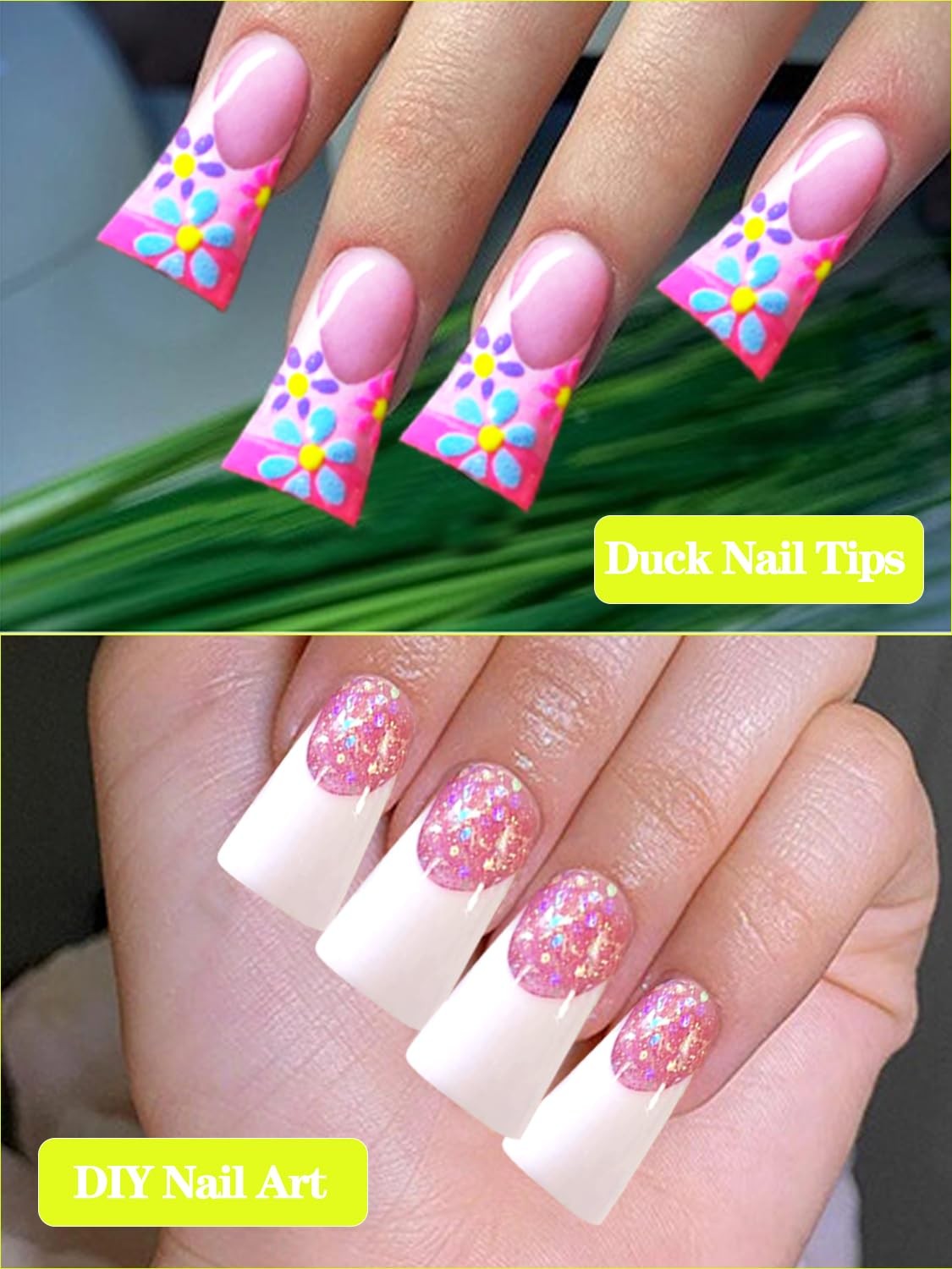 500PCS Duck Nail Tips for Acrylic Nails, Clear Nail Tips Duck Feet Fan Flare …