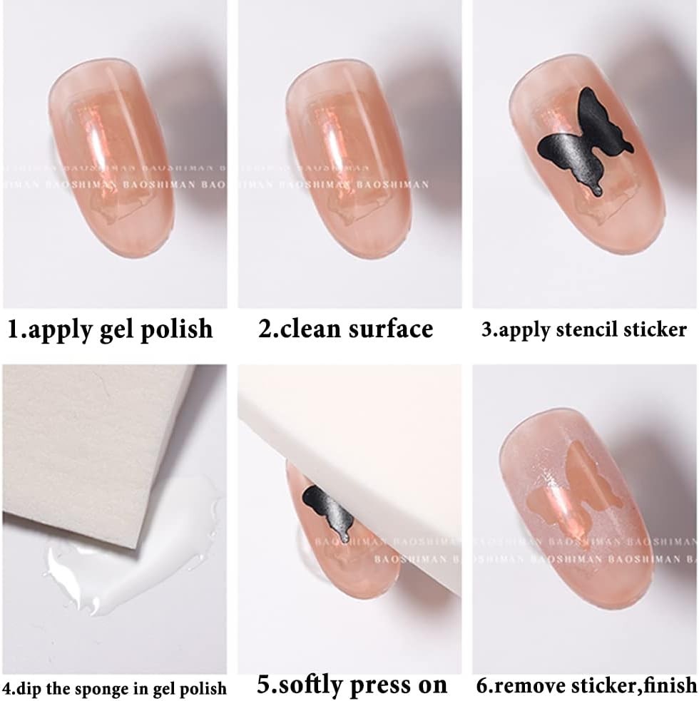 10-Pack Nail Art Stencils for Home & Salon – Self-Adhesive Airbrush Templates