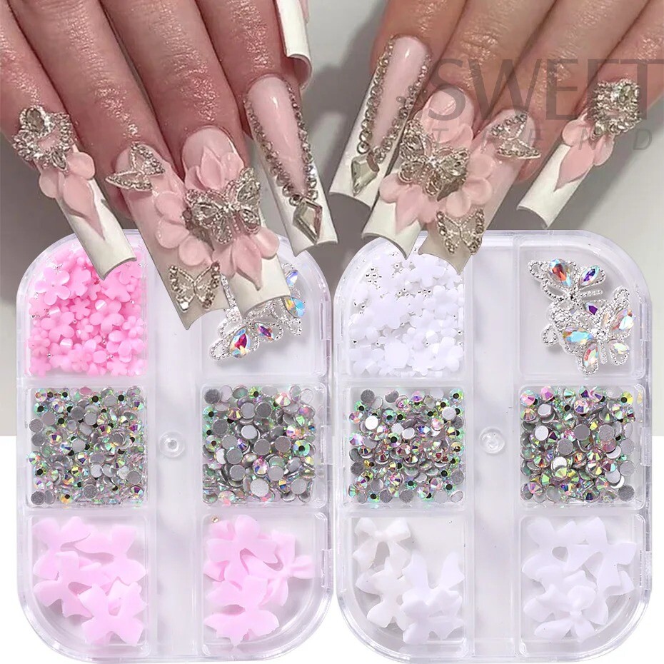 3DNail Charm Flower Nail Art Stickers Decals DIY Art Jewelry Nail Decoration