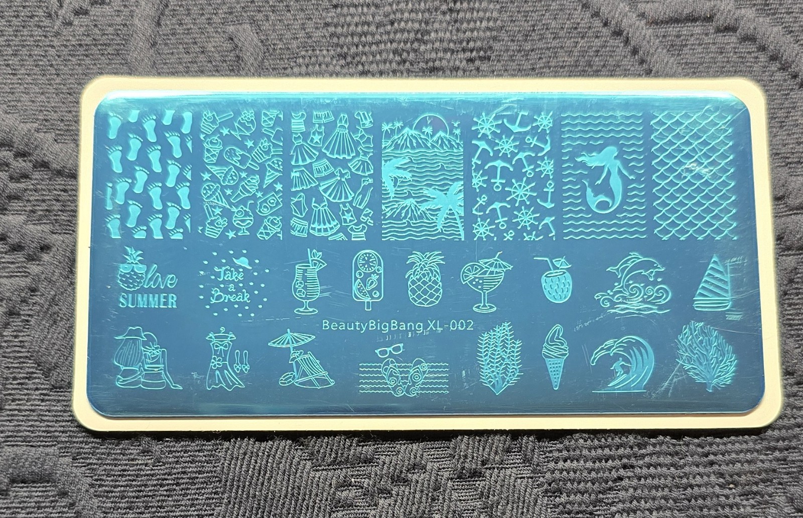 BeautyBigBang XL-002 Nail Stamp Plate Mermaid Beach Pool Scales Anchor Pool HTF