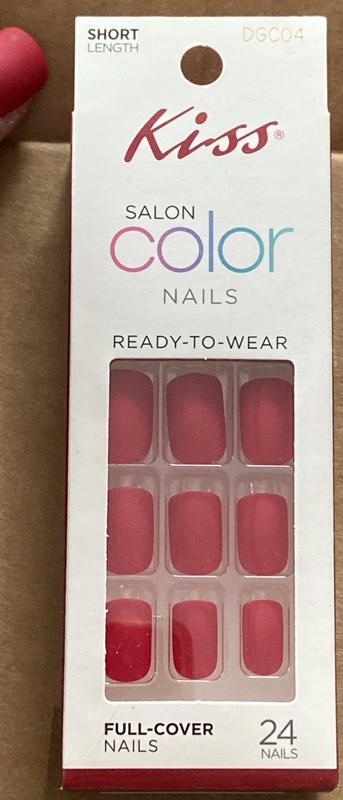 Set / 6 Boxes Kiss Nails – Matte Red Ready To Wear Short Length 24 Count /Box
