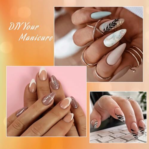 Short Almond Nail Tips 240PCS Half Matte Soft Gel Half Matte Almond Nail Tips