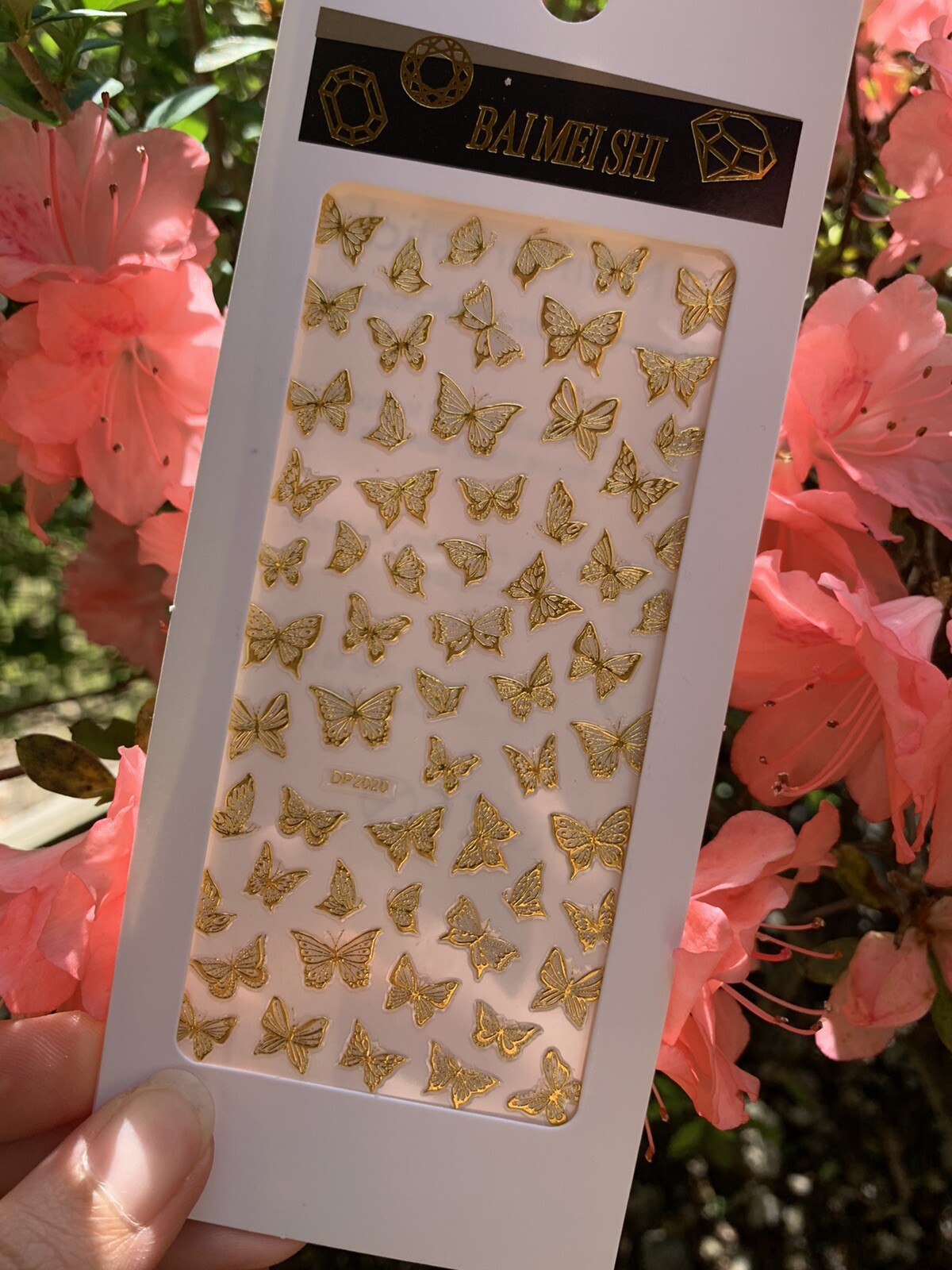 8 Sheets/Set Nail Art Sticker 3D Butterfly Gold Nail Decals Multiple Sizes