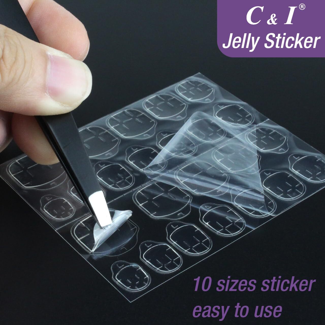 50 Sheets Double Sided Jelly Gel Nail Glue for Press On Nails False Nail Tips