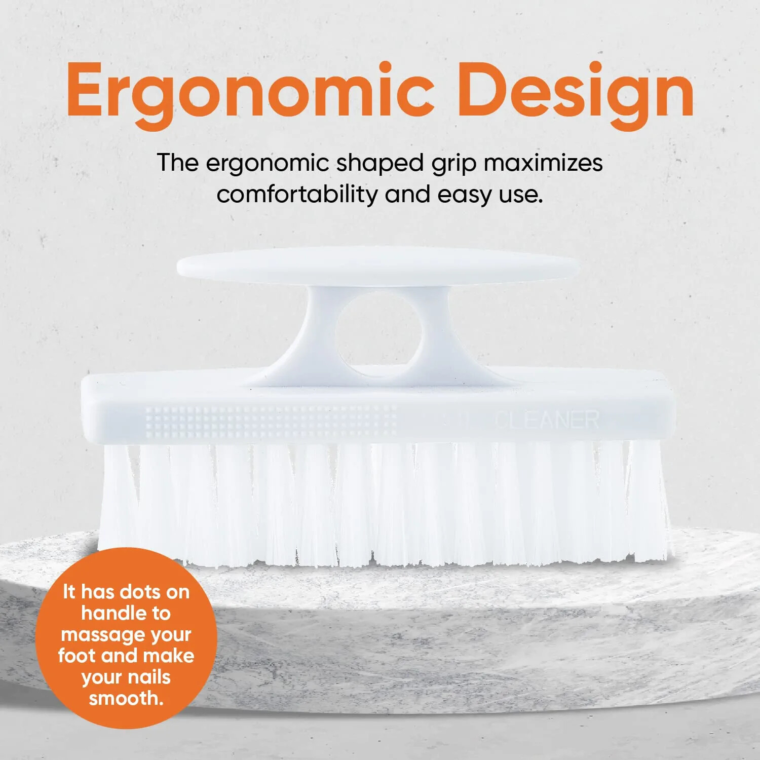 Superio Nail Brush Set 3 Pack Cleaner with Handle Durable Brush Scrubber – White