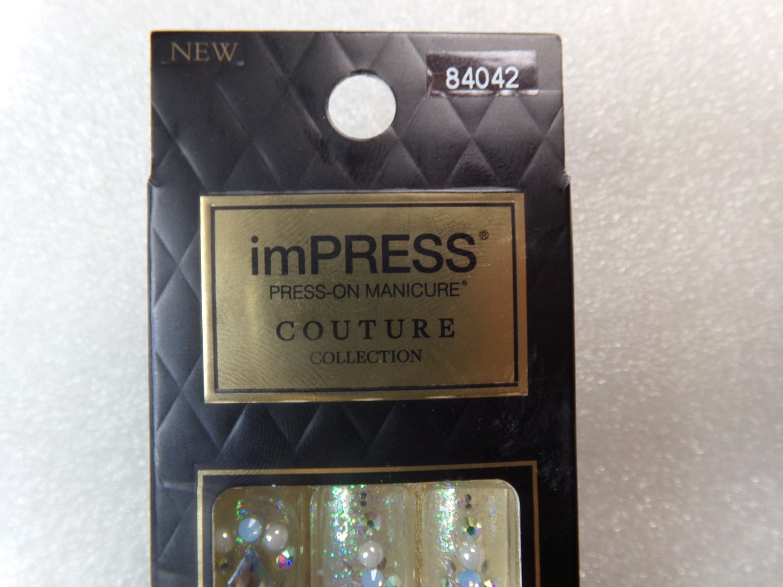 IMPRESS Couture NAILS PRESS ON Medium Matte Light Blue, Iridescent, Gems