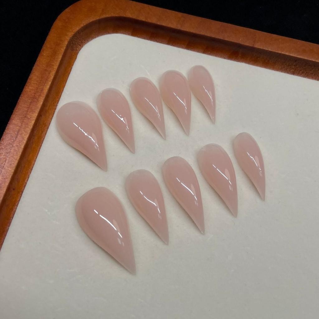 Handmade Press On Nail Dragon Claw Nude Pink Glossy Eagle Claw Type Fake Nail