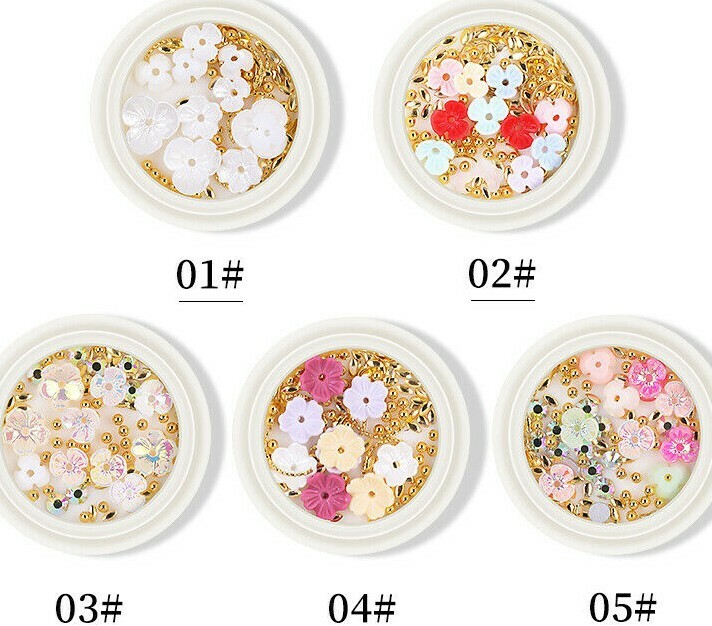 Nail Art 3D Rose Flower Shell Jewelry Gems Mix Nail Art Decoration – Jargod