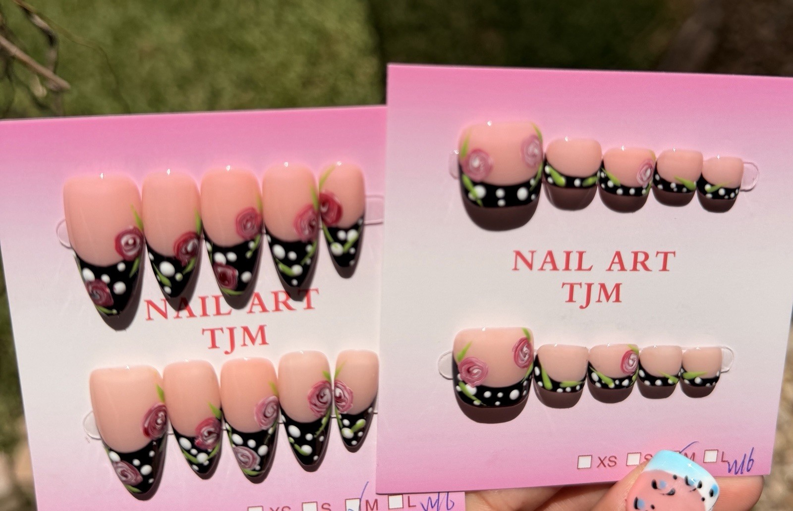 Set NAIL ART TJM 3D Floral Pre-Designed Press-On Nails Medium