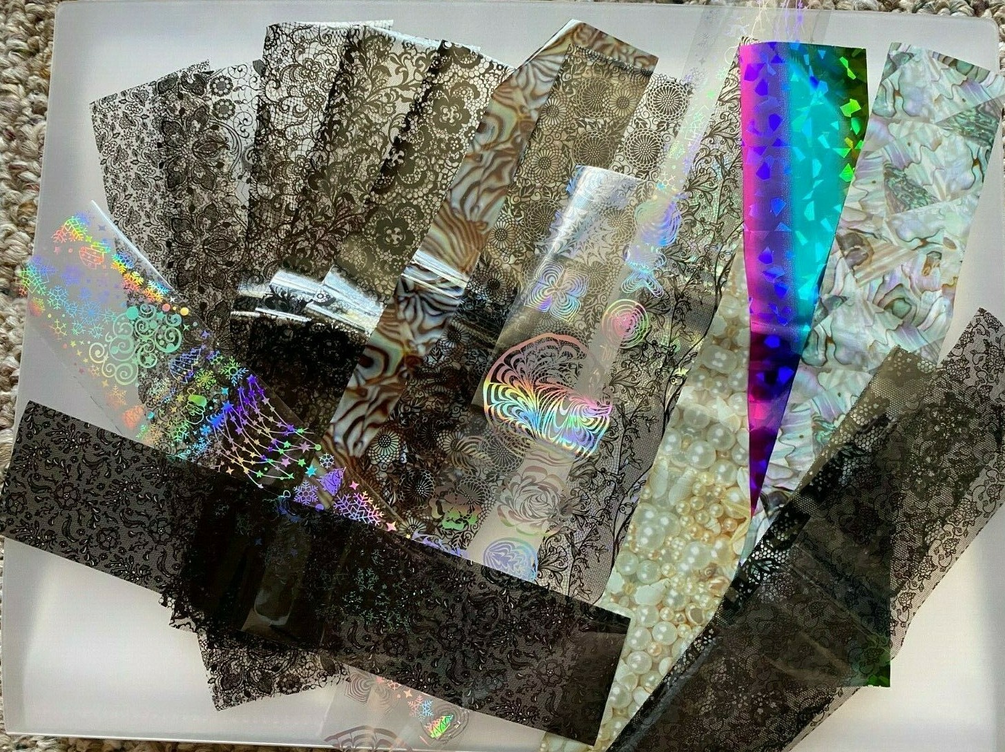 17 pcs Holographic Nail Art Foil Set Random design Mixed
